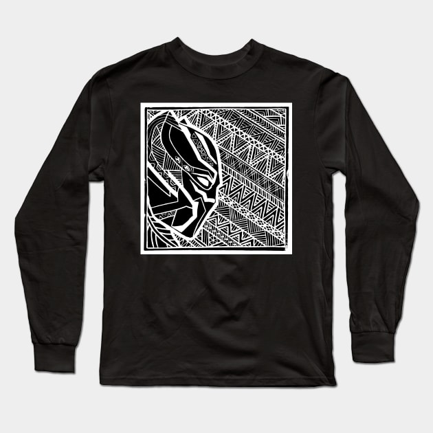 Black Panther - Lino Pattern Long Sleeve T-Shirt by Jomeeo